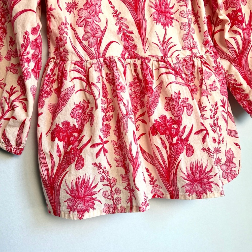Victoria Dunn Floral Print Blouse XS Gathered Waist Square Neck Prairie EUC - Picture 13 of 13